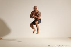 Underwear Man Black Muscular Bald Dancing Dynamic poses Academic